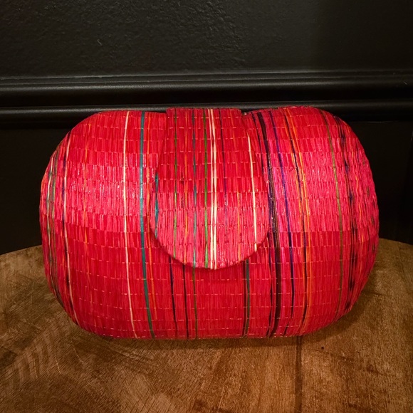 Handbags - Vibrant Red Woven Clutch from the Philippines